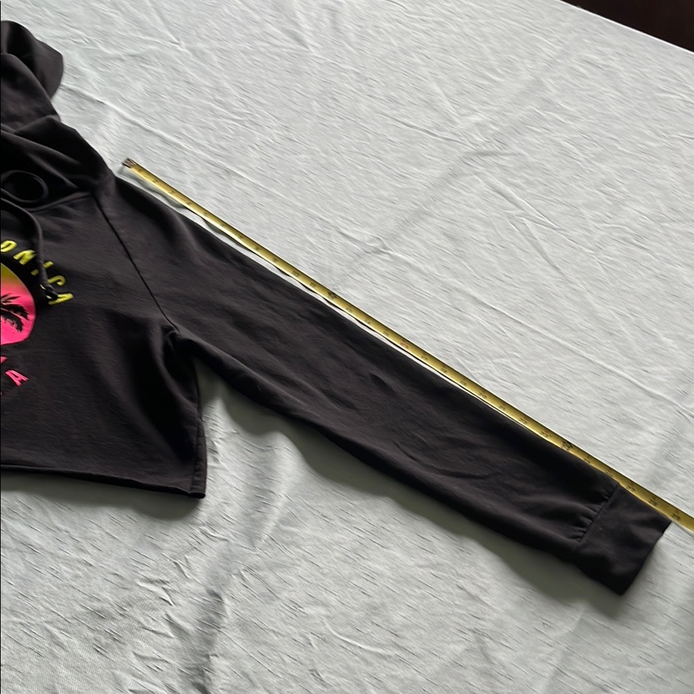 Santa Monica California Black Hoodie with Pink And Green Graphic Size Large - Picture 6 of 6